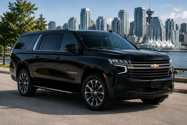 Black luxury SUV for White Rock airport transportation