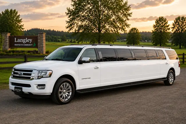 White Ford Expedition stretch SUV limousine serving White Rock